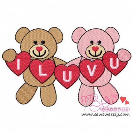 Valentine Teddy Bears 7 Embroidery Design Pattern- Category- Valentine's Day Designs- 1