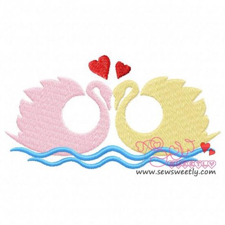 Swan Pair Love Embroidery Design Pattern- Category- Valentine's Day Designs- 1