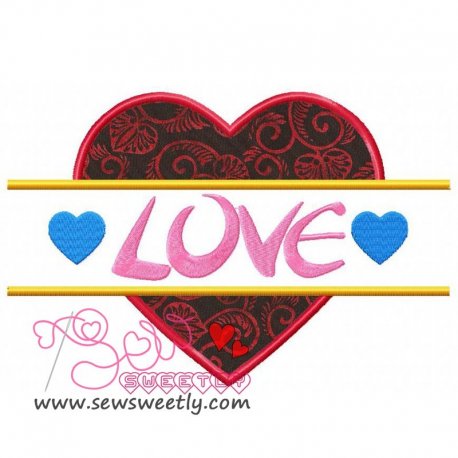 Split Valentine Heart Applique Design Pattern- Category- Valentine's Day Designs- 1