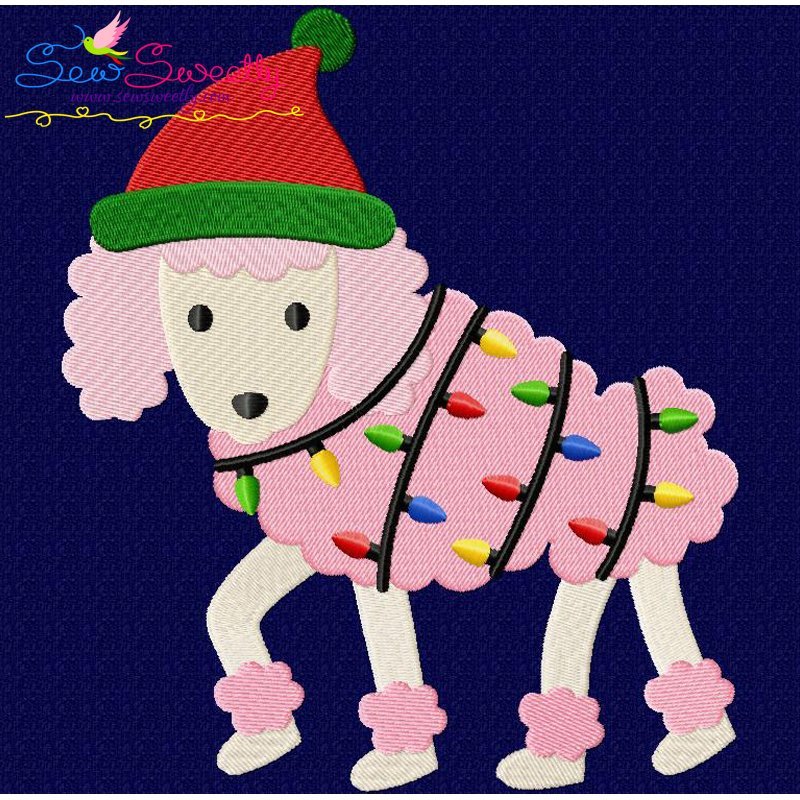Christmas Poodle Dog Machine Embroidery Design