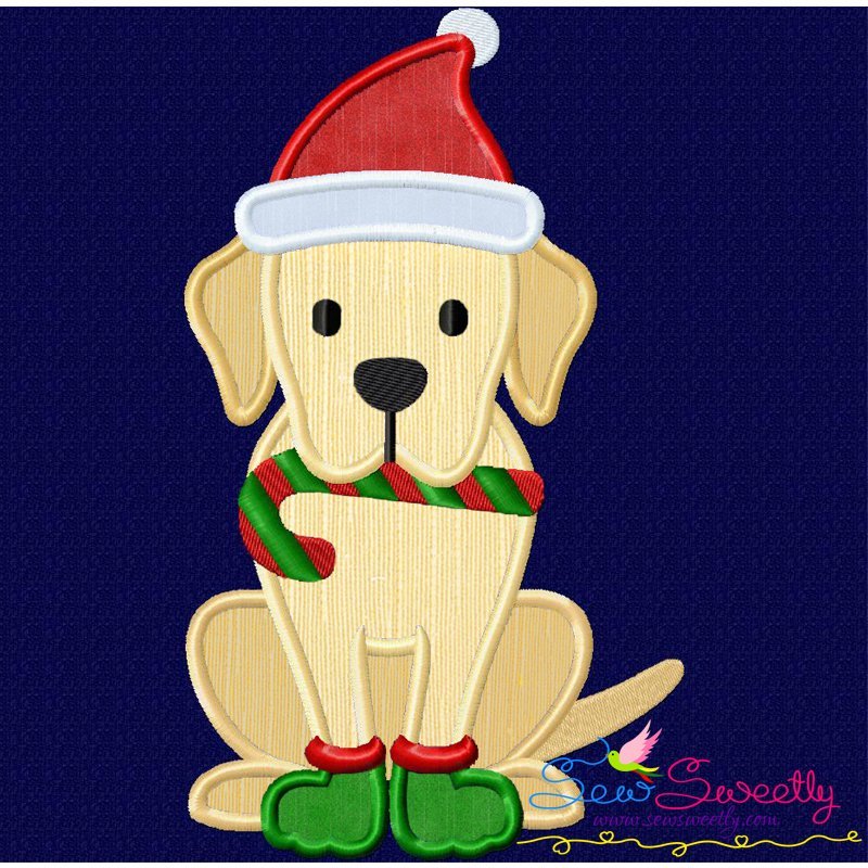 Christmas Labrador Dog Applique Embroidery Design For Christmas