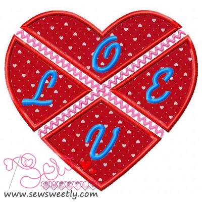 Cross Split Valentine Heart Applique Design