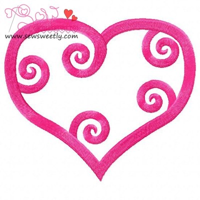 Curly Heart-1 Embroidery Design