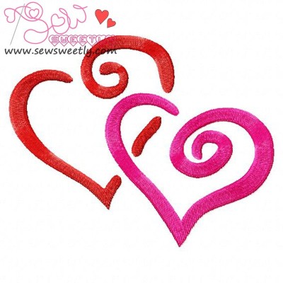 Curly Hearts Embroidery Design