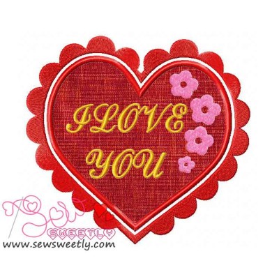 Floral Valentine Heart Applique Design