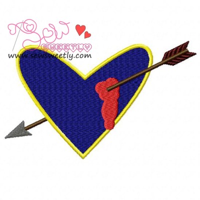 Heart With Arrow Embroidery Design