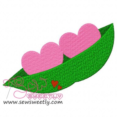 Two Hearts In a Pod Embroidery Design