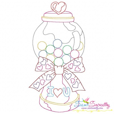 Valentine's Day Color Work- Candies Jar Embroidery Design