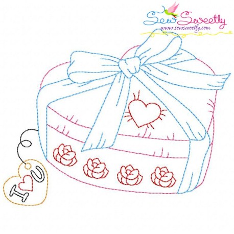 Valentine's Day Color Work- Heart Gift Embroidery Design Pattern