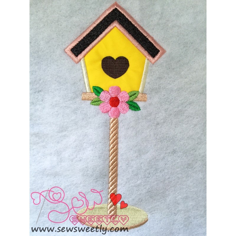 Bird House With Heart Applique Embroidery Bird House With Heart Applique Embroidery