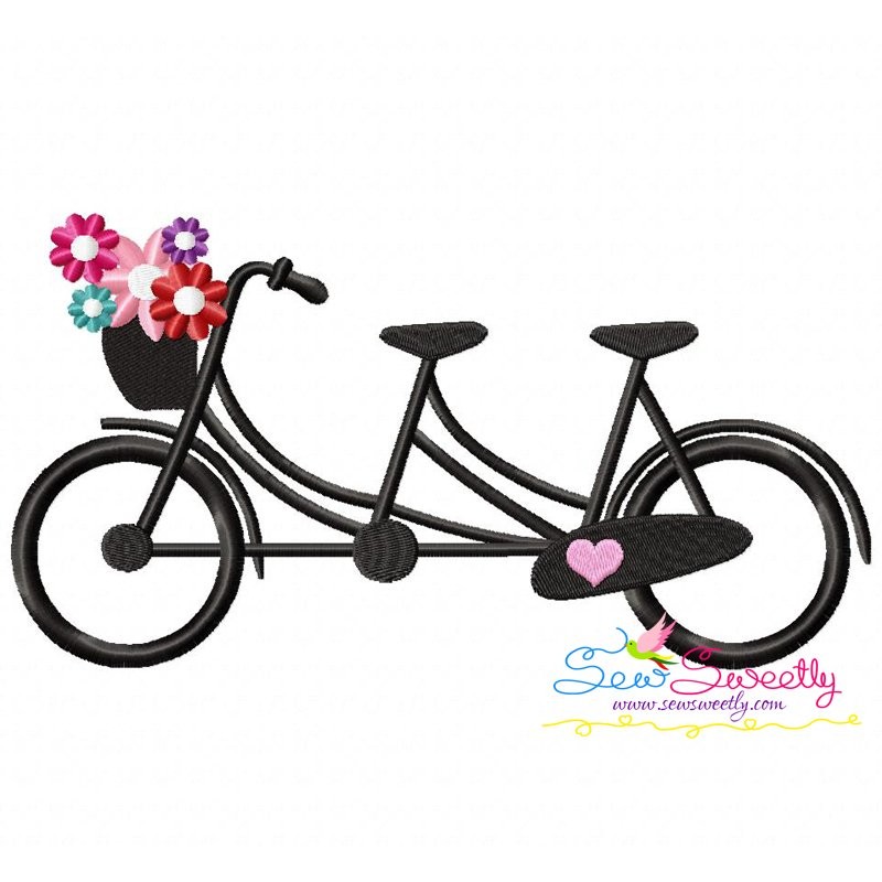 Valentine Bicycle With Hearts Embroidery