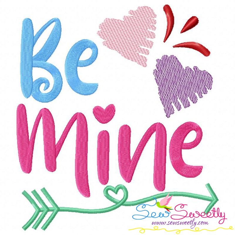 Be mine hearts lettering machine embroidery design for valentines day Be mine hearts lettering machine embroidery design for valentines day