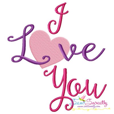 I Love You Lettering Embroidery Design