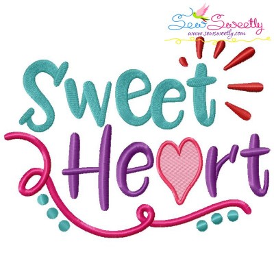 Sweet Heart Lettering Embroidery Design