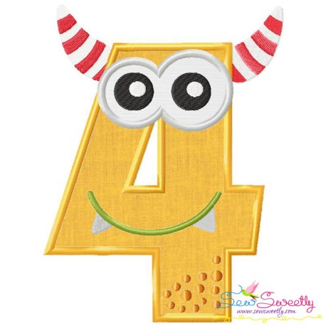 Monster Number-4 Applique Design Pattern-1