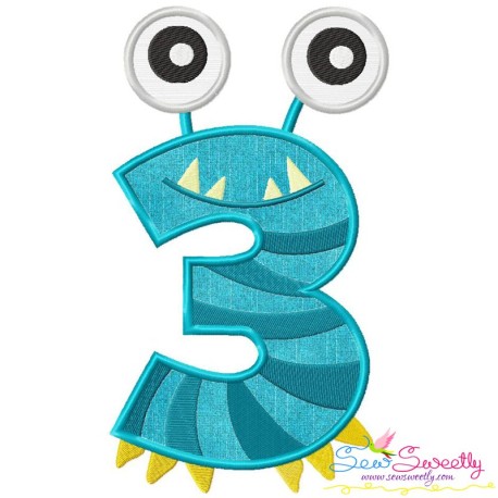 Monster Number-3 Applique Design Pattern