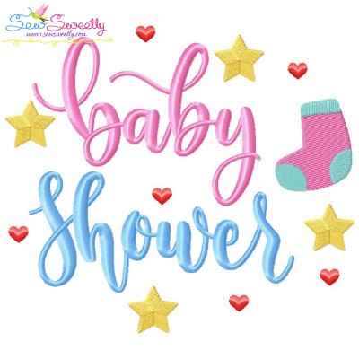 Baby Shower Lettering Embroidery Design