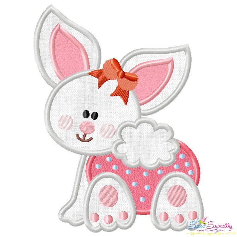 Baby Bunny Girl-1 Machine Embroidery Applique Design For Easter