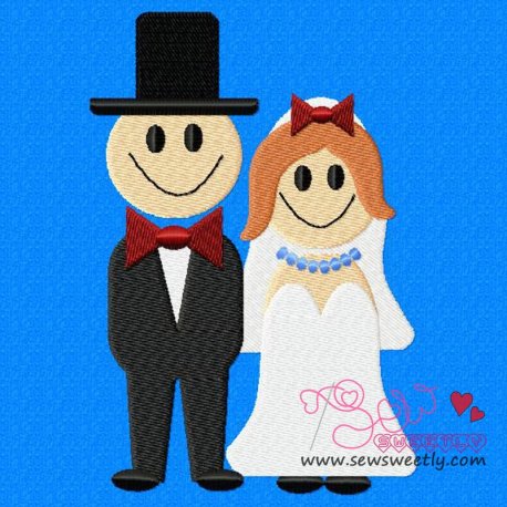 Just Married Embroidery Design Pattern- Category- Bride And Groom Designs- 1