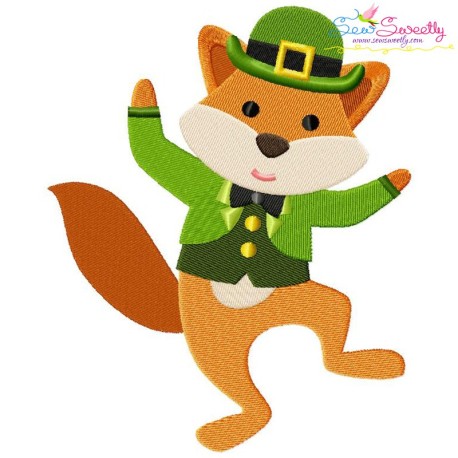 St. Patrick's Day Lucky Fox Embroidery Design Pattern