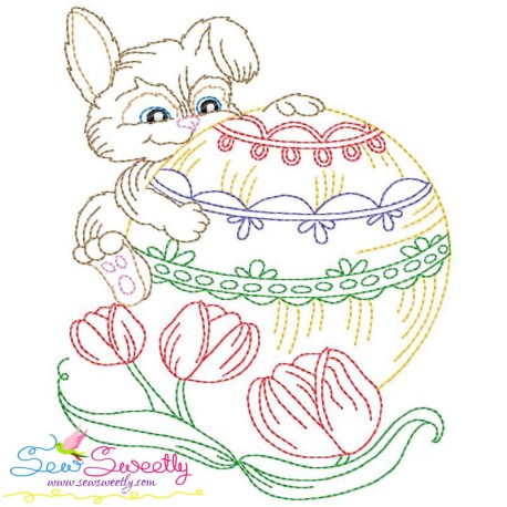 Colorwork Easter Bunny Tulips Embroidery Design Pattern