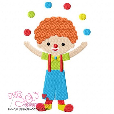 Clown Juggling Balls Embroidery Design