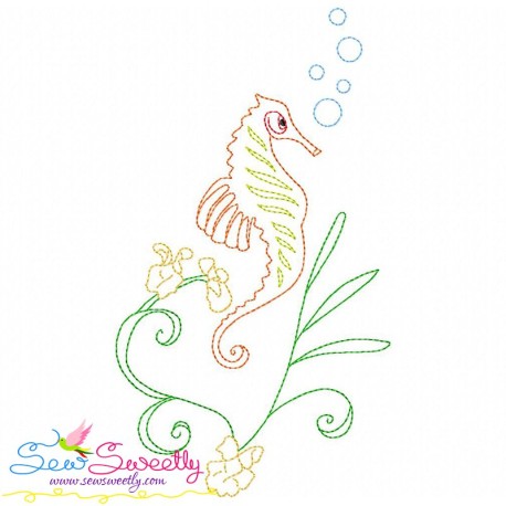 Vintage Stitch Seahorse-8 Embroidery Design Pattern
