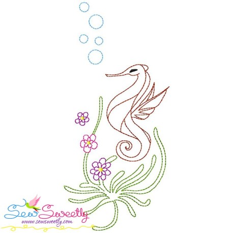 Vintage Stitch Seahorse-7 Embroidery Design Pattern