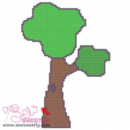 Retro Tree Cross Stitch Embroidery Design Pattern- Category- Cross Stitch Designs- 1