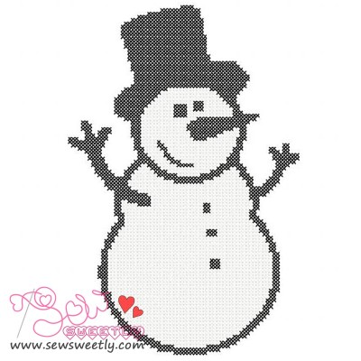 Happy Snowman Cross Stitch Embroidery Design