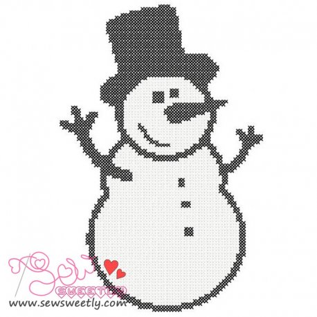 Happy Snowman Cross Stitch Embroidery Design Pattern- Category- Cross Stitch Designs- 1