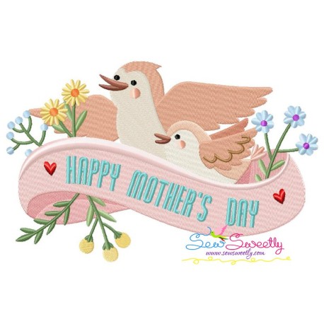 Mother's Day Birds Embroidery Design Pattern-1