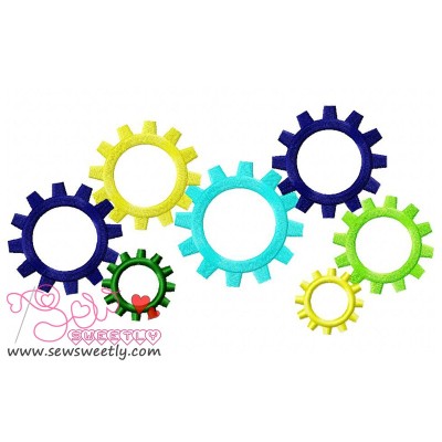 Colorful Gears Embroidery Design