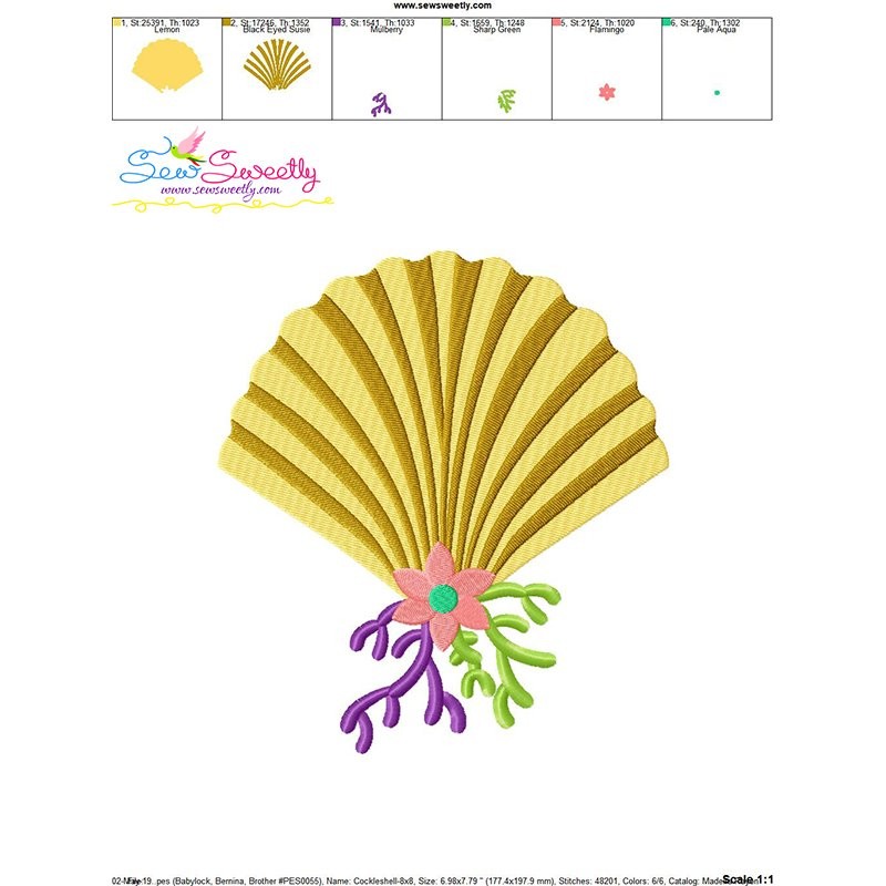 Cockle Shell Embroidery Design Pattern