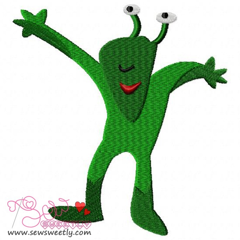 Green alien embroidery design Green alien embroidery design