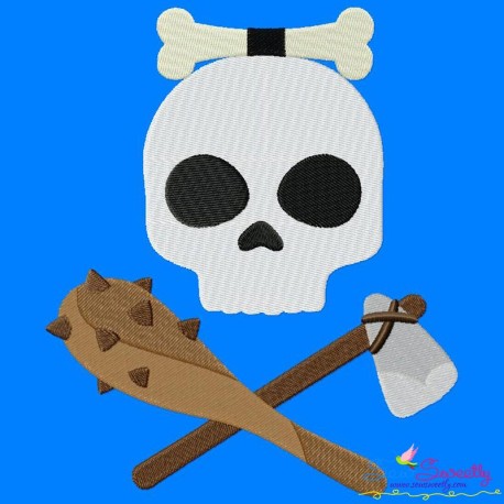 Caveman Character Skull Embroidery Design Pattern