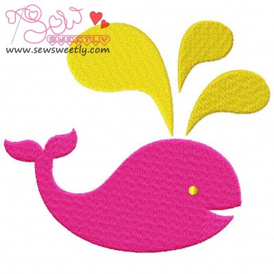 Pink Whale Embroidery Design