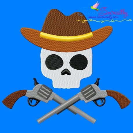 Cowboy Character Skull Embroidery Design Pattern