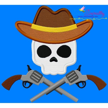 Cowboy Character Skull Applique Design Pattern