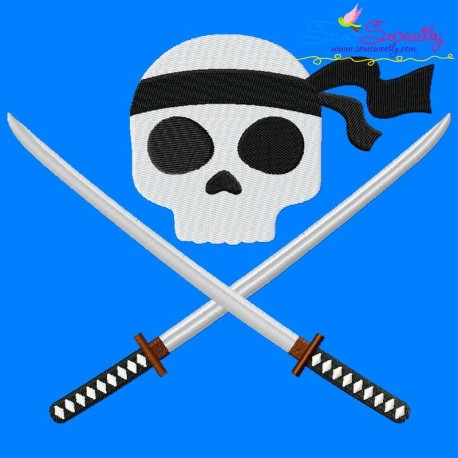 Ninja Character Skull Embroidery Design Pattern