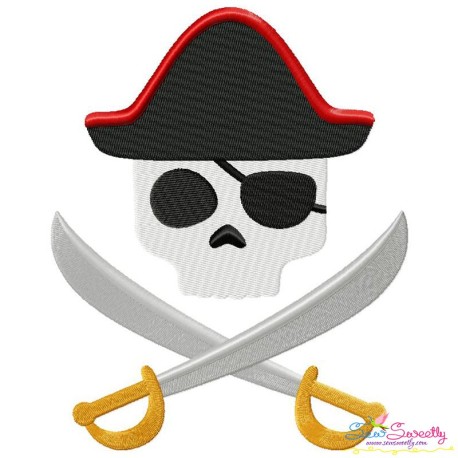 Pirate Character Skull Embroidery Design Pattern