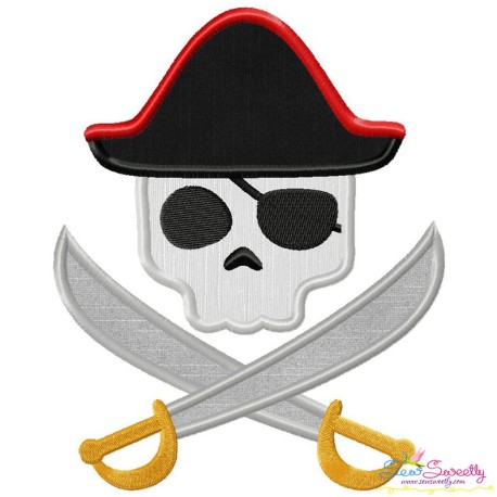 Pirate Character Skull Applique Design Pattern