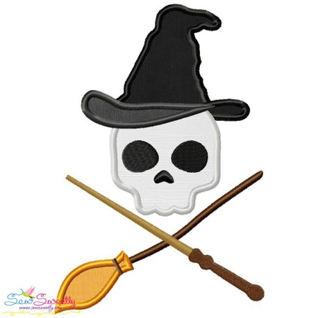 Wizard Character Skull Applique Design Pattern