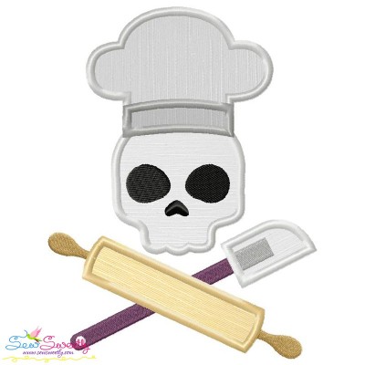 Baker Profession Skull Applique Design Pattern-1