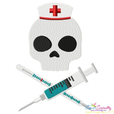 Nurse Profession Skull Embroidery Design Pattern