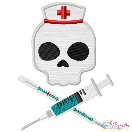 Nurse Profession Skull Applique Design Pattern