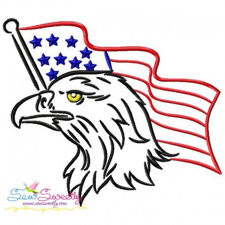 Patriotic Bald Eagle-8 Embroidery Design Pattern- Category- 4th of July Designs- 1
