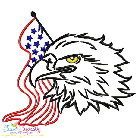 Patriotic Bald Eagle-7 Embroidery Design Pattern-1