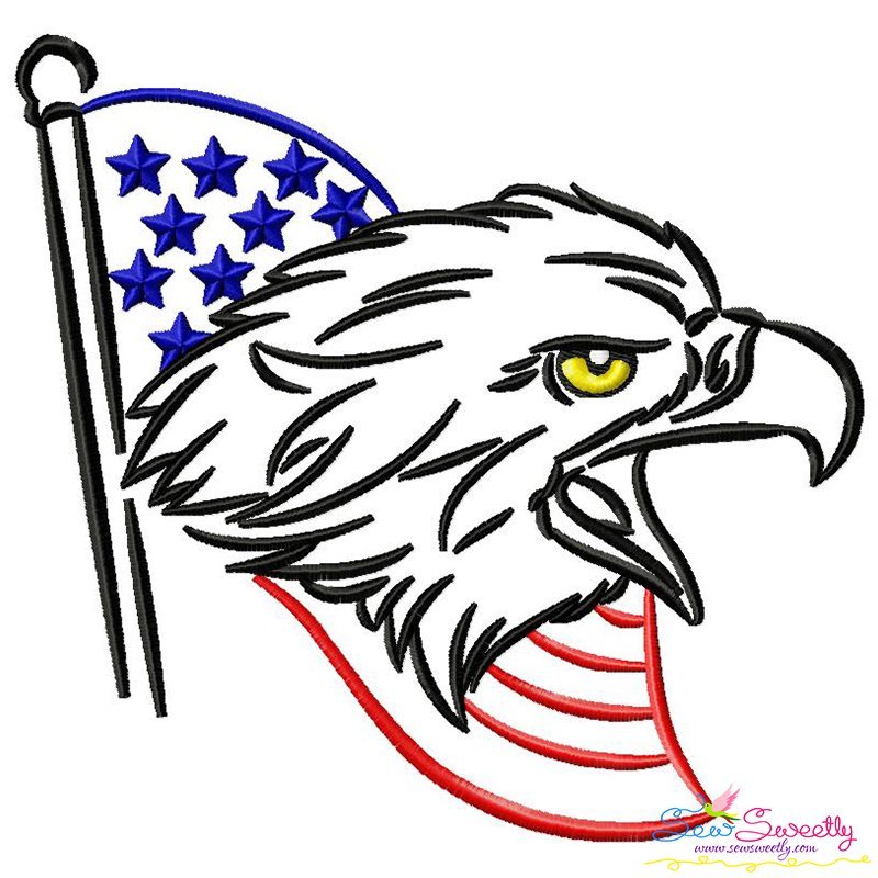 Patriotic Bald Eagle2 Machine Embroidery Design For 4th of July