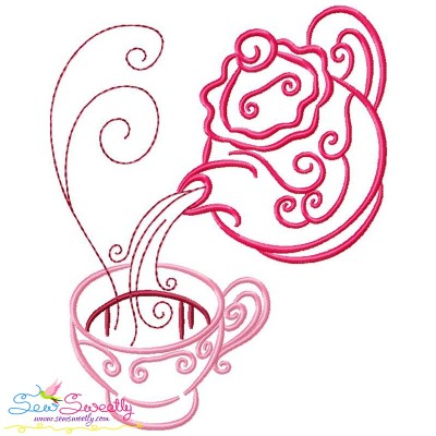 Color Satin Stitches Tea Time-5 Embroidery Design Pattern-1
